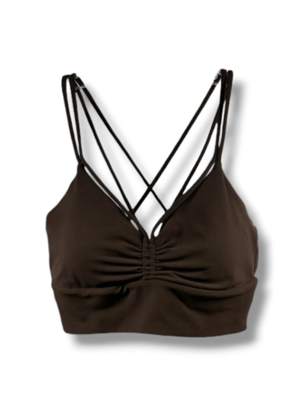 Lululemon Nulu Strappy V Neck Yoga Bra Light Support A B Cup in Espresso Size 6